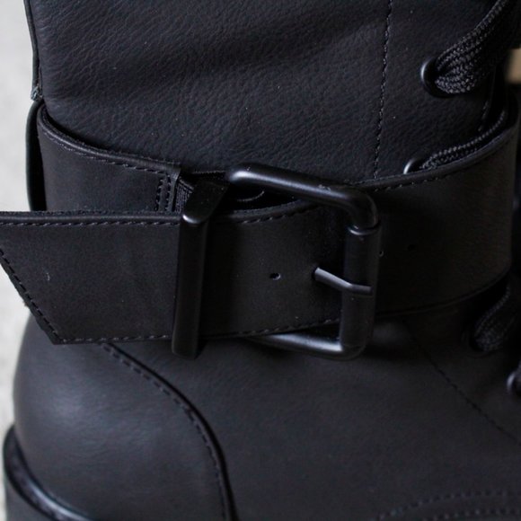 Current Mood Black Pocket Combat Boots Laceup US 5 - Picture 5 of 10